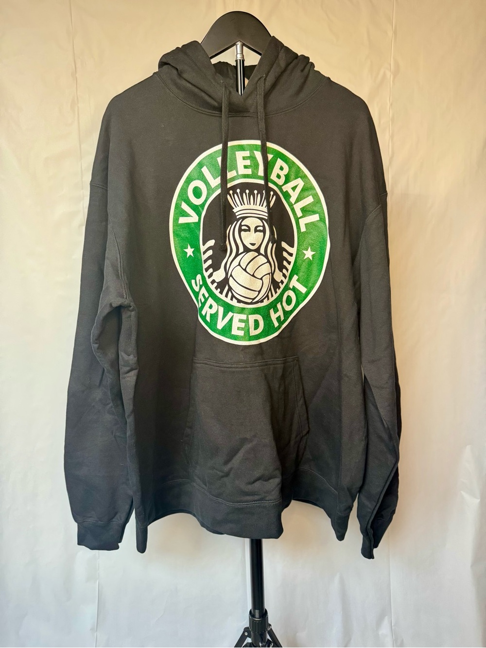 Black Hoodie with Green Volleyball Logo